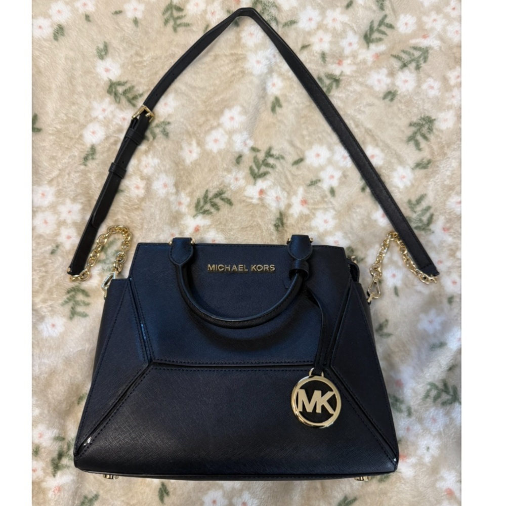 Michael Kors Black Satchel with Gold Accents